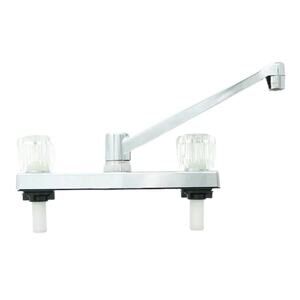 Road & Home Chrome Double Handle Low-Arc Kitchen Faucet w/Deck Plate [C7]